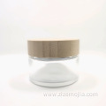 50 g bamboo lid clear round cream jar